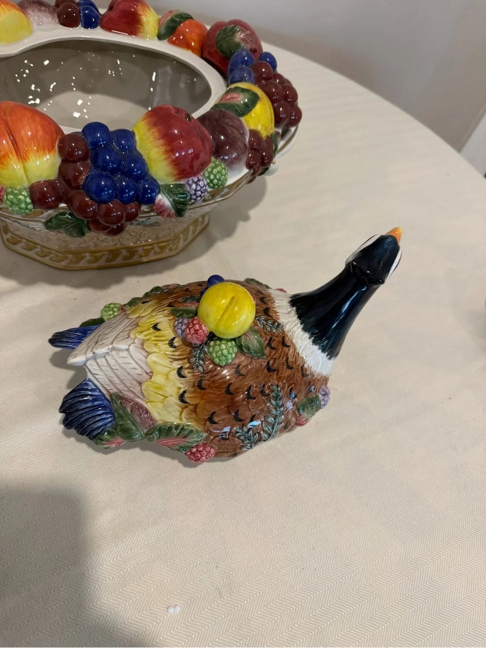 Fitz & Floyd Venezia Autumn Bounty Pheasant Tureen w/Ladle & Lid